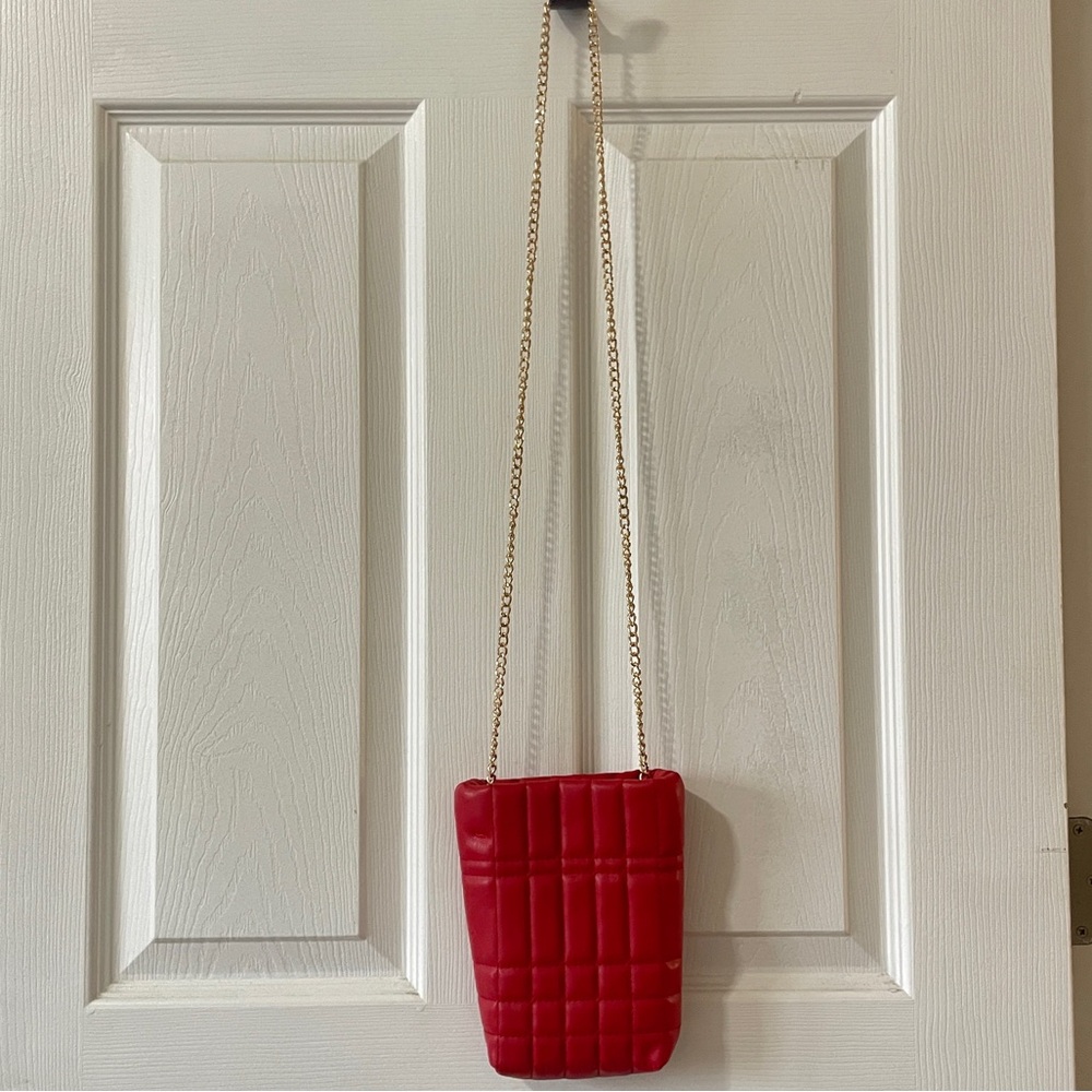 Vegan Leather Red Crossbody Bag